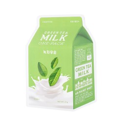 A’PIEU Green Tea Milk One-Pack - Vyživujúca jednorázová bavlnená maska s výťažkami mlieka a zeleného čaju
